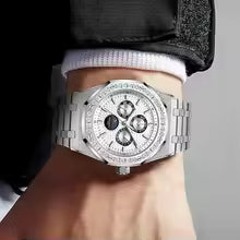 ROLENDO Luxury Men's Automatic Watch Perpetual Calendar Moonphase Stainless Steel Waterproof Luminous High-End Wristwatch Gift