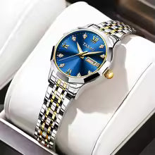 OLEVS Fashion Golden Watch for Women Stainless Steel Waterproof Women's Watches Elegant Original Luxury Ladies Quartz Wristwatch