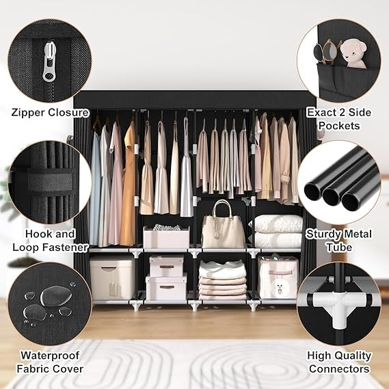 Portable Wardrobe Non-Woven Fabric Closet Shelf Regular