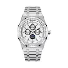 ROLENDO Luxury Men's Automatic Watch Perpetual Calendar Moonphase Stainless Steel Waterproof Luminous High-End Wristwatch Gift